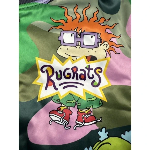 Nickelodeon Rugrats Jacket‎ Mens Large Camo Cartoon Bomber Quilted 90s Style New